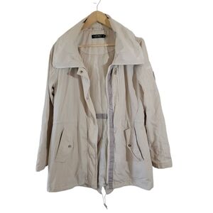 LAUREN RALPH LAUREN Beige Hoody Windbreaker Jacket Sz M Pockets Outdoor Travel